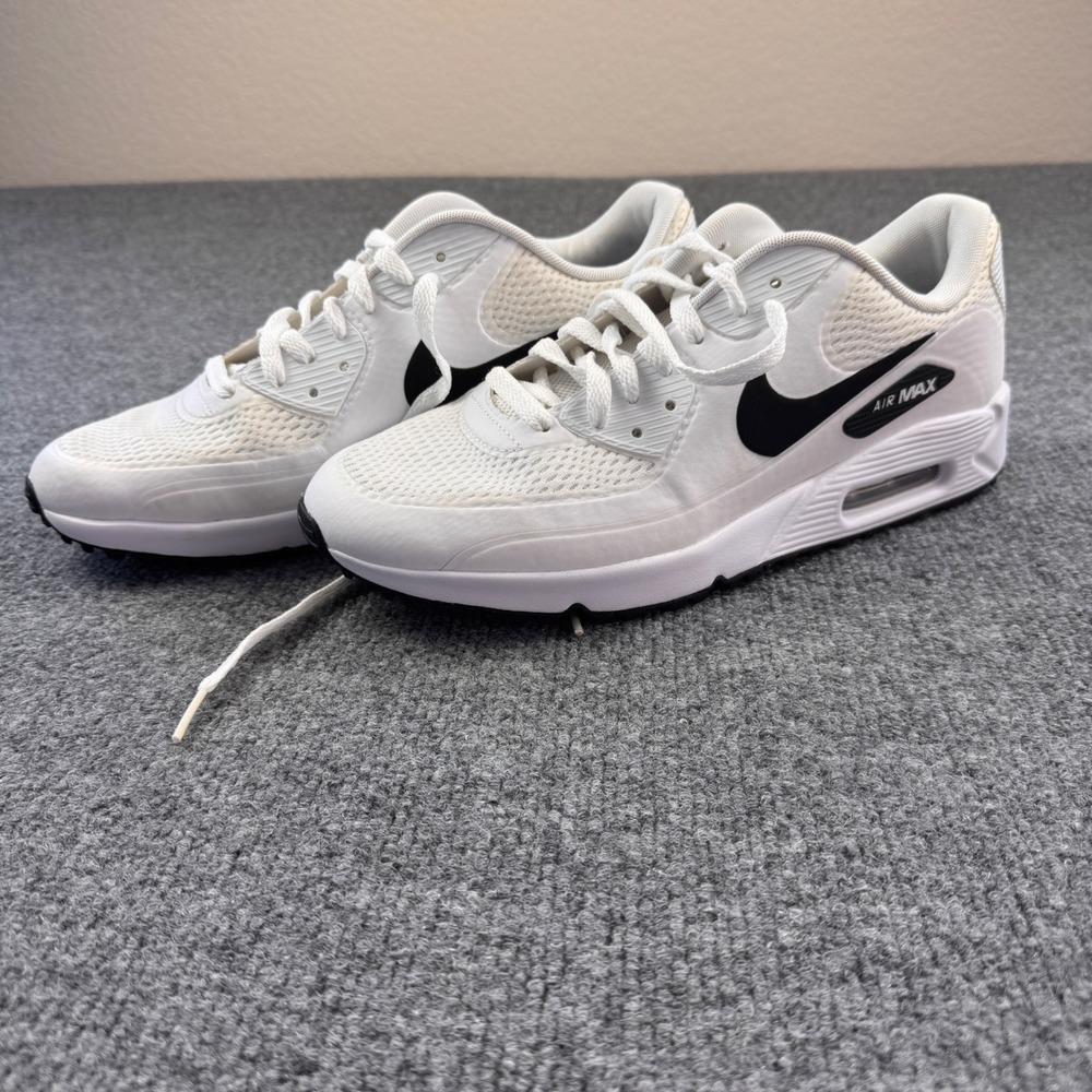 Nike Air Max 90 G Golf Shoes Mens 9.5 White Black Good CU9978-101 Spikeless